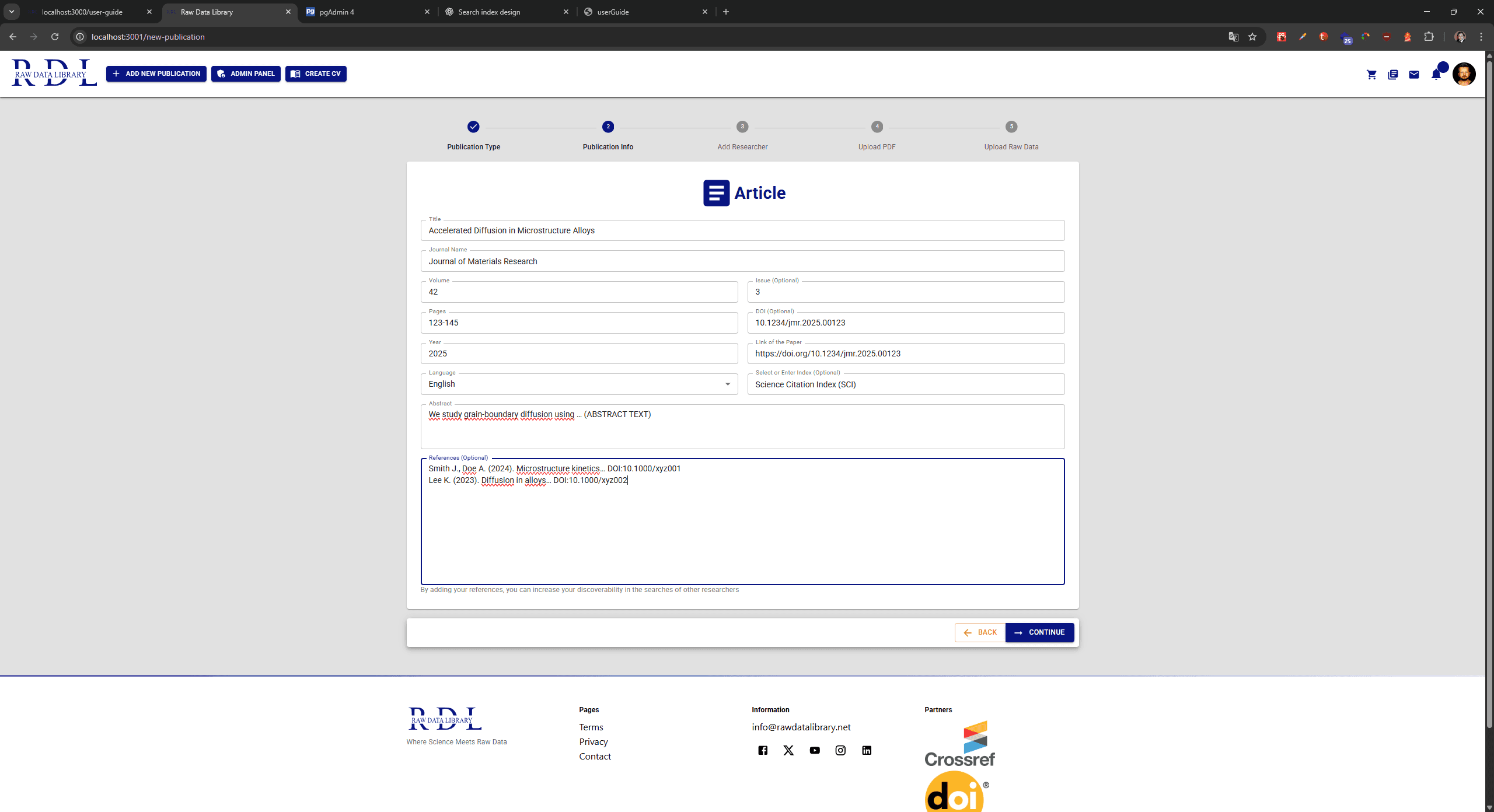 Fill publication info